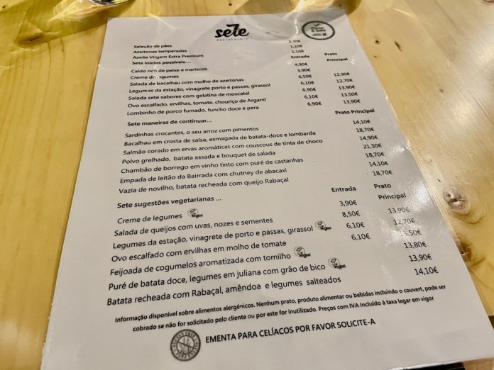 Portugal: Comida portuguesa no Restaurante Sete em Coimbra